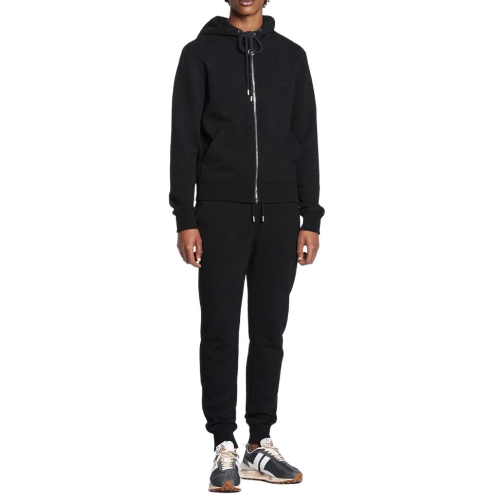 Lanvin FW21 Black Solid Color Zip Hoodie for Men RM-HO0006-J008-A2110