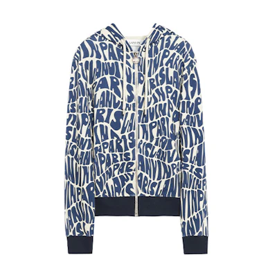 Lanvin FW21 Blue Hoodie with English Logo Print for Men RM-HO0006-J064-A212002