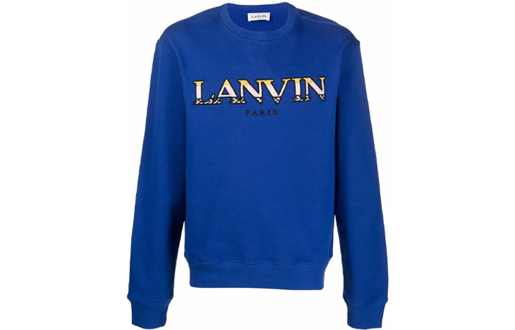 Lanvin FW21 Blue Oversized Letter Graphic Crewneck Sweatshirt for Men RM-SS0001-J122-H2124-2