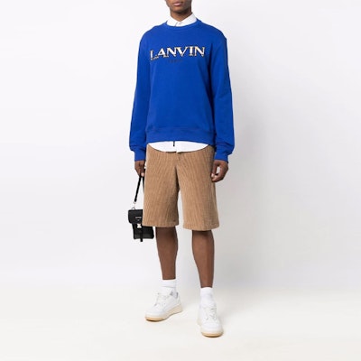Sudadera Azul Oversize Gráfica de Letras Lanvin FW21 para Hombre. RM-SS0001-J122-H2124-2 Lookbook Sudadera Azul Oversize Gráfica de Letras Lanvin FW21 para Hombre. RM-SS0001-J122-H2124-2