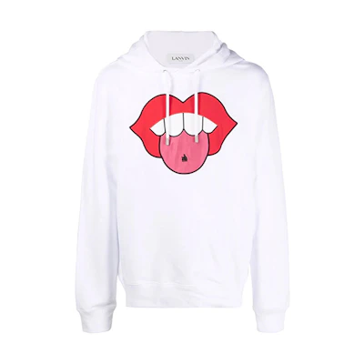 Lanvin FW21 Cartoon Graphic Print Hoodie White Pullover. RM-HO0001-J016-E21E21
