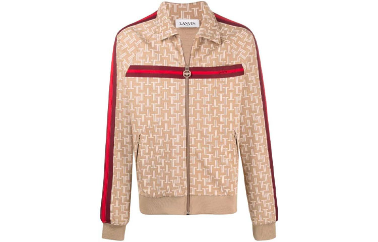 Lanvin FW21 Classic Logo Pattern Zip-Up Sweatshirt Beige Long Sleeve RM-SS0005-4933-E2166