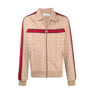 Lanvin FW21 Classic Logo Pattern Zip-Up Sweatshirt Beige Long Sleeve RM-SS0005-4933-E2166