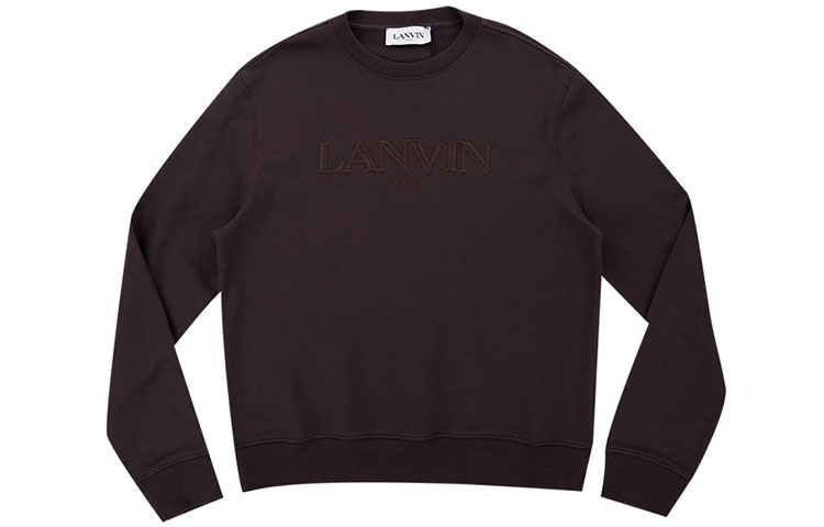 Lanvin FW21 Embroidered Logo Cotton Pullover Sweatshirt Brown RM-SS0001-J008-A21BAW