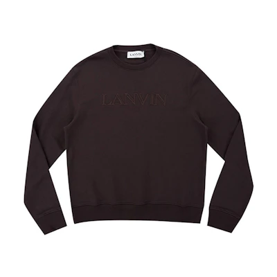 Lanvin FW21 Embroidered Logo Cotton Pullover Sweatshirt Brown RM-SS0001-J008-A21BAW