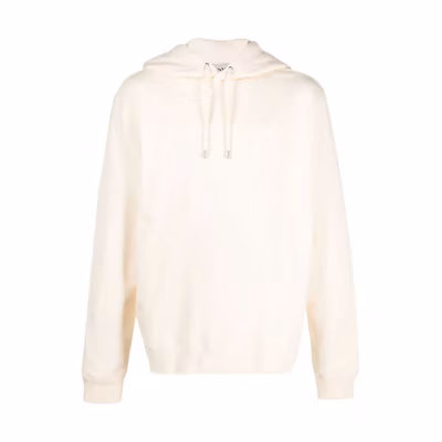 Lanvin FW21 Embroidered Logo Drawstring Pullover Hoodie Cream RM-HO00-04J008-E21021