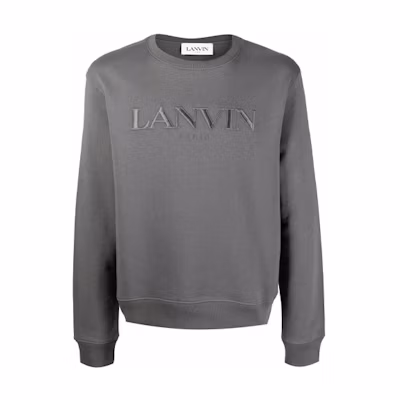 Lanvin FW21 Grey Logo Embroidered Pullover Sweatshirt RM-SS0001-J008-A21121