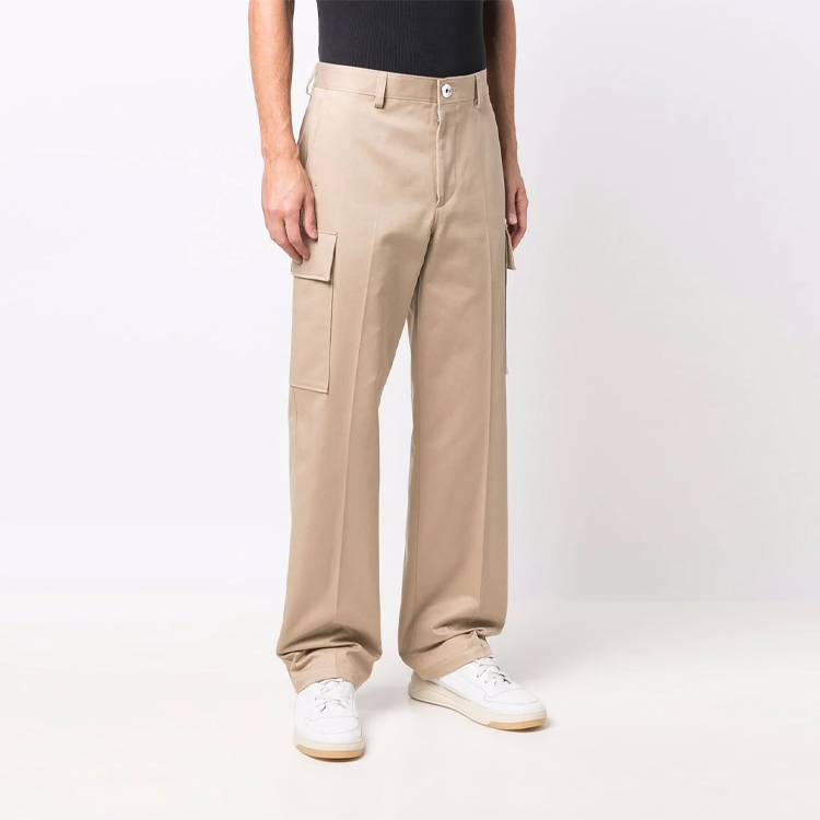 Shop Pantalones Casuales Rectos de Algodón Multi-Bolsillos Khaki para Hombre Lanvin FW21 RM-TR0022-4178-H2148