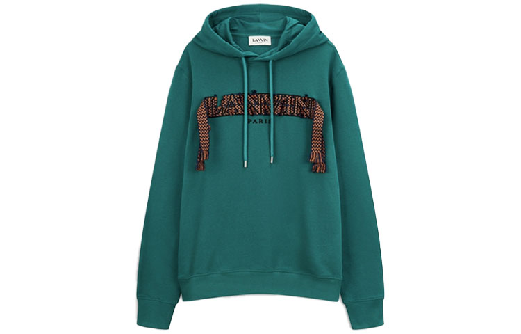 Lanvin FW21 Letter Logo Knit Hoodie Green Menswear RM-81273
