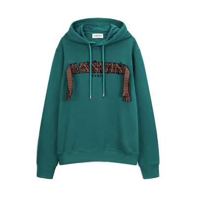 Lanvin FW21 Letter Logo Knit Hoodie Green Menswear RM-81273