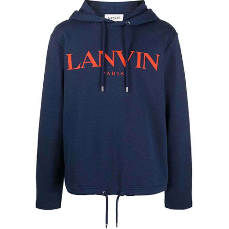 Lanvin FW21 Letter Logo Pullover Hoodie Men’s Blue RM-JE0071-JR19-H2029