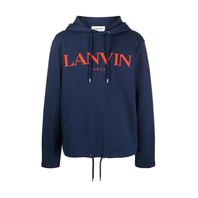Lanvin FW21 Letter Logo Pullover Hoodie Men’s Blue RM-JE0071-JR19-H2029