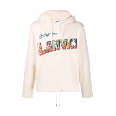Lanvin FW21 Letter Print Oversized Hoodie Beige RM-JE0021JR-12P2-002