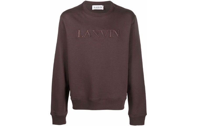 Lanvin FW21 Logo Embroidered Brown Crewneck Sweatshirt RM-SS0001-J008-A2164