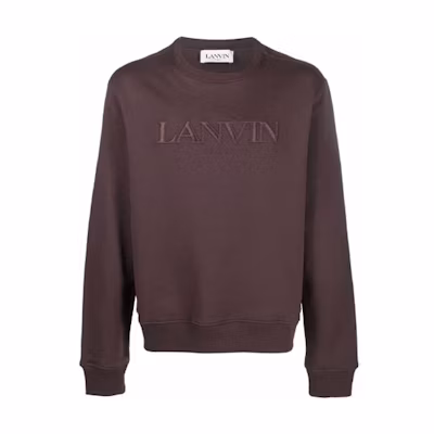 Lanvin FW21 Logo Embroidered Brown Crewneck Sweatshirt RM-SS0001-J008-A2164