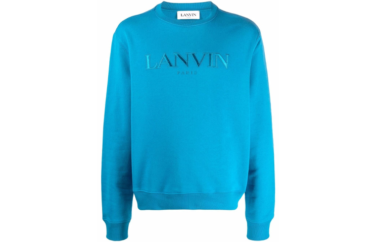 Lanvin FW21 Logo Embroidered Crewneck Sweatshirt Blue () RM-SS0001-J008-A212