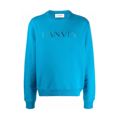 Lanvin FW21 Logo Embroidered Crewneck Sweatshirt Blue () RM-SS0001-J008-A212