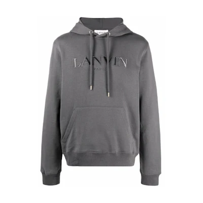 Lanvin FW21 Logo Embroidered Hoodie Grey RM-HO0010-J008-A21