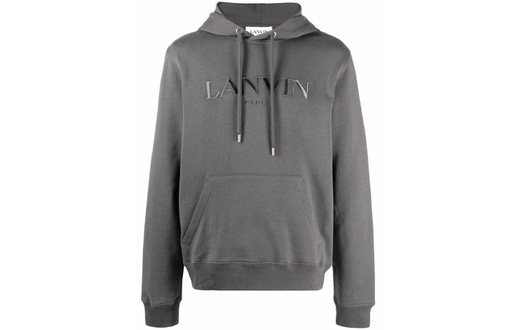 Order Lanvin FW21 刺繡Logo連帽衫 灰色 RM-HO0010-J008-A21