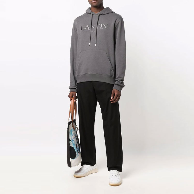 Lookbook Lanvin FW21 刺繡Logo連帽衫 灰色 RM-HO0010-J008-A21