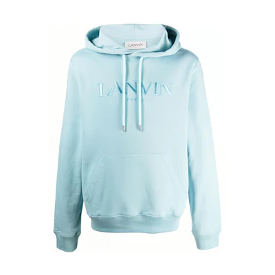Lanvin FW21 Logo Embroidered Hoodie Light Blue RM-HO0010-J008-A2122
