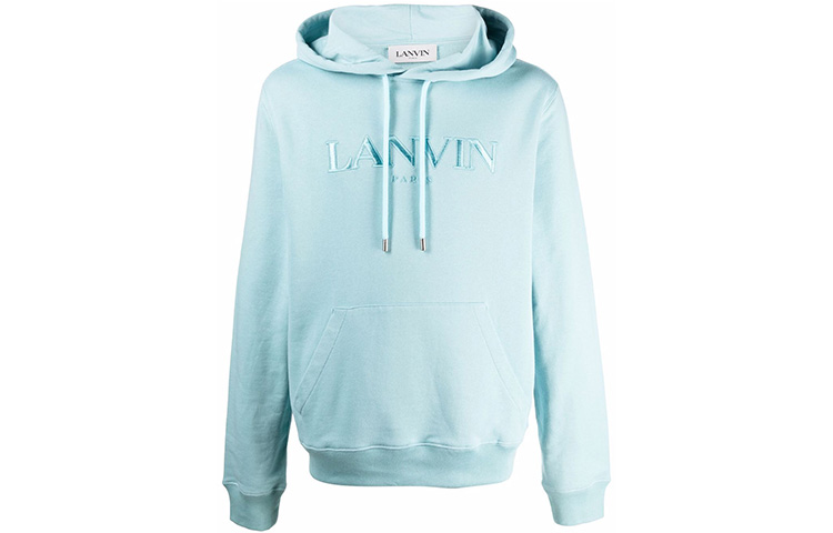 Order Lanvin FW21 刺繡標誌連帽上衣 淺藍色 RM-HO0010-J008-A2122