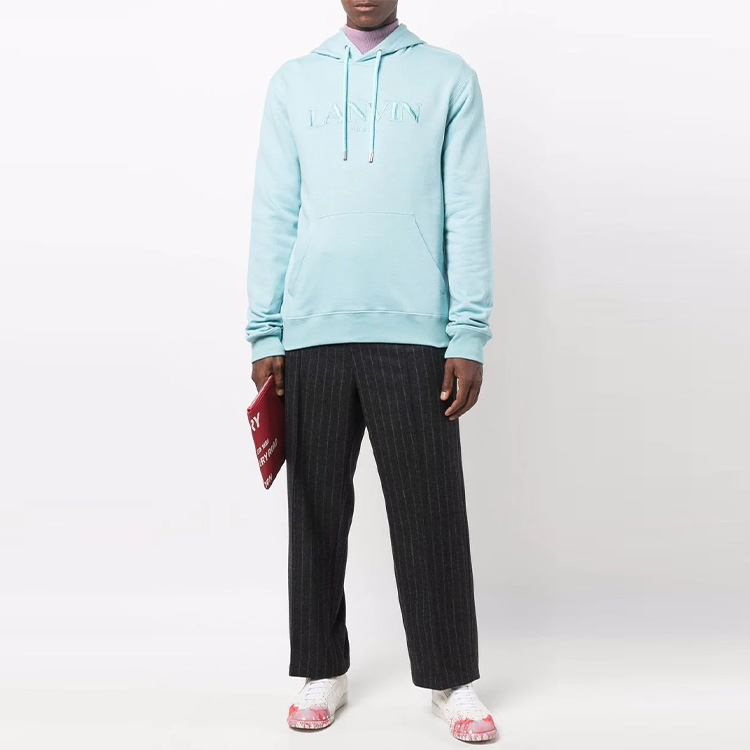Lookbook Lanvin FW21 刺繡標誌連帽上衣 淺藍色 RM-HO0010-J008-A2122