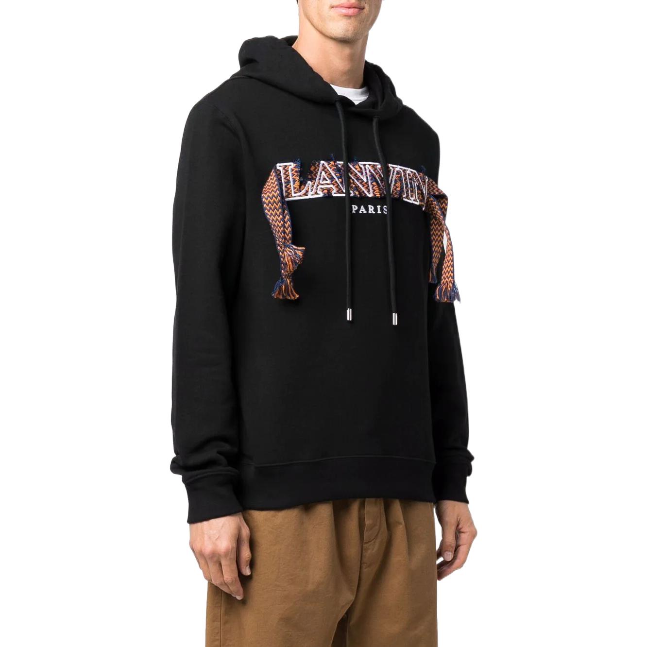 Shop Sudadera negra unisex Lanvin FW21 con logo bordado. RM-HO0010-J120-H2110