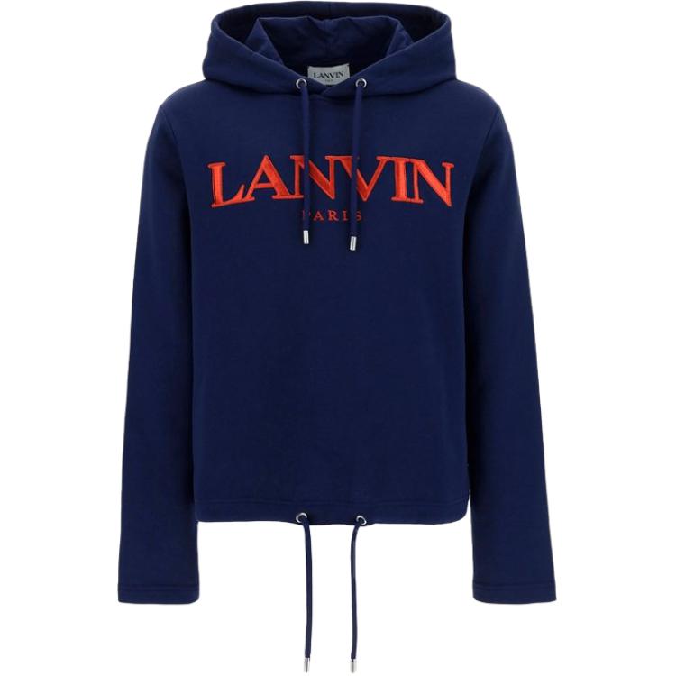 Lanvin FW21 Logo Embroidered Pullover Hoodie Blue () RM-JE0014-JR32-P2129