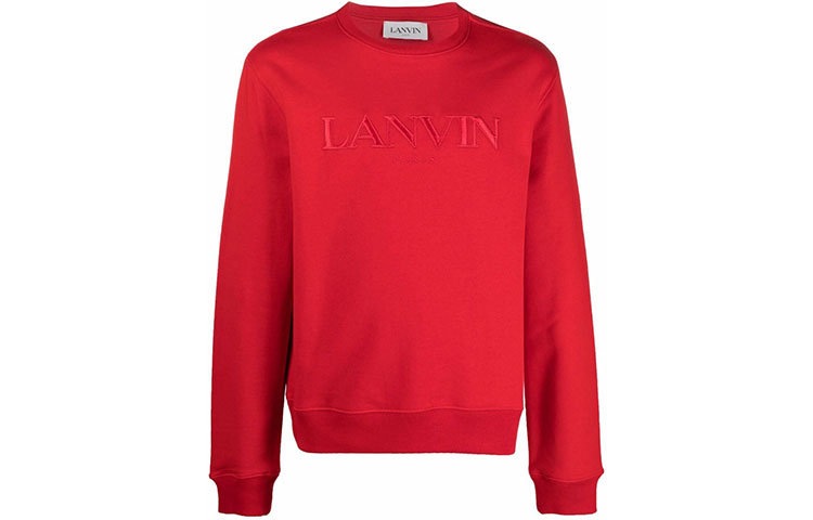 Lanvin FW21 Logo Embroidered Red Crewneck Sweatshirt RM-SS0001-J008-A21381