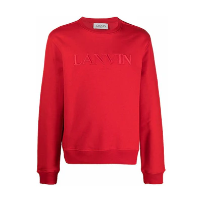 Lanvin FW21 Logo Embroidered Red Crewneck Sweatshirt RM-SS0001-J008-A21381