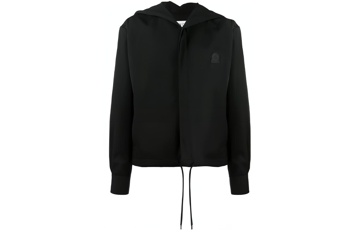 Lanvin FW21 Logo Patch Button-Up Hooded Jacket Black RM-SI0536-4576-P2110
