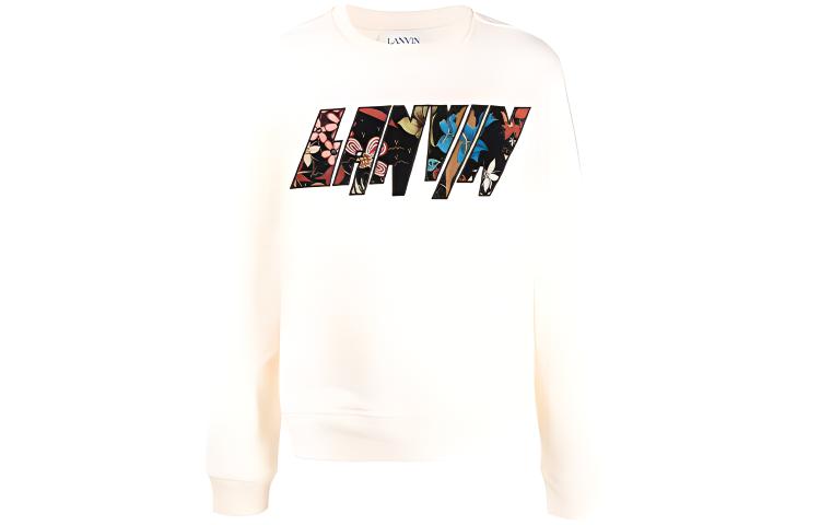 Lanvin FW21 Logo Patch Crewneck Sweatshirt Beige Men RM-SS0001-J014-E21