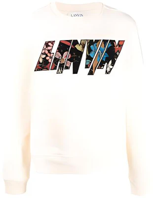 Lanvin FW21 Logo Patch Crewneck Sweatshirt Beige Lelaki RM-SS0001-J014-E21 Buy Lanvin FW21 Logo Patch Crewneck Sweatshirt Beige Lelaki RM-SS0001-J014-E21