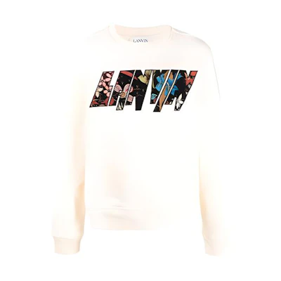 Lanvin FW21 Logo Patch Crewneck Sweatshirt Beige Men RM-SS0001-J014-E21