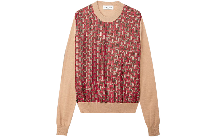 Lanvin FW21 Logo Patchwork Pullover Sweatshirt Beige () RM-PO0023-K106-A2166