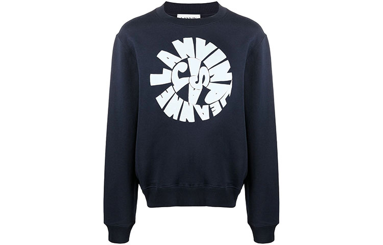 Lanvin FW21 Logo Print Pullover Sweatshirt Blue - RM-JE0016-JR51-P21