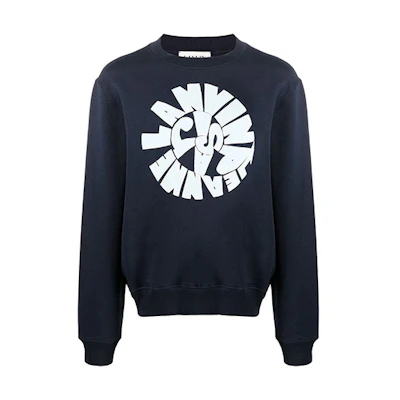 Lanvin FW21 Logo Print Pullover Sweatshirt Blue - RM-JE0016-JR51-P21