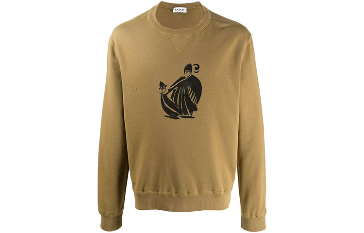 Lanvin FW21 Logo Print Pullover Sweatshirt Brown RM-JE0015-JR02-P20