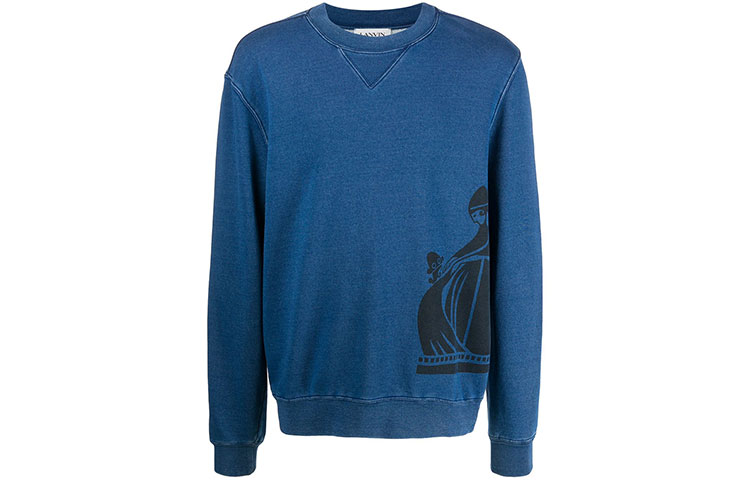 Lanvin FW21 Logo Pullover Crewneck Sweatshirt Blue () RM-JE0010-JR32-A20