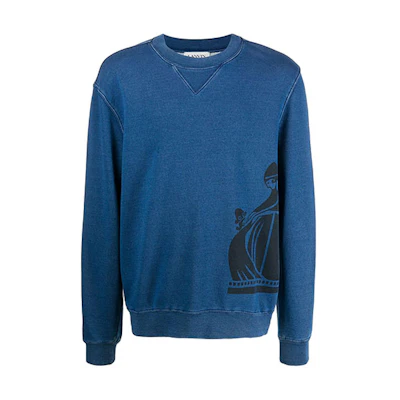 Lanvin FW21 Logo Pullover Crewneck Sweatshirt Blue () RM-JE0010-JR32-A20