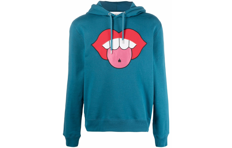 Lanvin FW21 Loose Fit Mouth Patch Hoodie Blue RMHO000-1J016-E21251