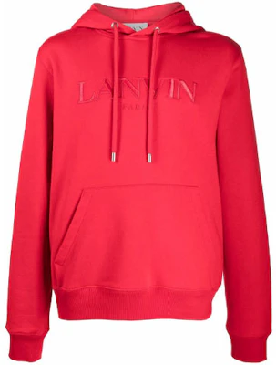 Lanvin FW21 Red Logo Embroidered Pullover Hoodie for Men RMHO0010J008A21-381 Buy Lanvin FW21 Red Logo Embroidered Pullover Hoodie for Men RMHO0010J008A21-381