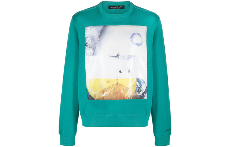 Lanvin FW21 Sequin Pattern Loose Fit Crewneck Sweatshirt Men’s Blue RM-SS0001-J130-H21280