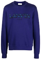 Lanvin FW22 Blue Crewneck Pullover Sweatshirt with Embroidered Logo. RMSS0001J209H22214 Lanvin FW22 Blue Crewneck Pullover Sweatshirt with Embroidered Logo. RMSS0001J209H22214