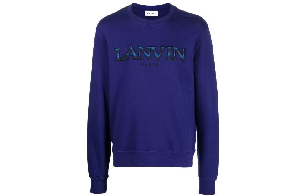 Order Sudadera Azul Lanvin FW22 con Logo Bordado y Cuello Redondo. RMSS0001J209H22214