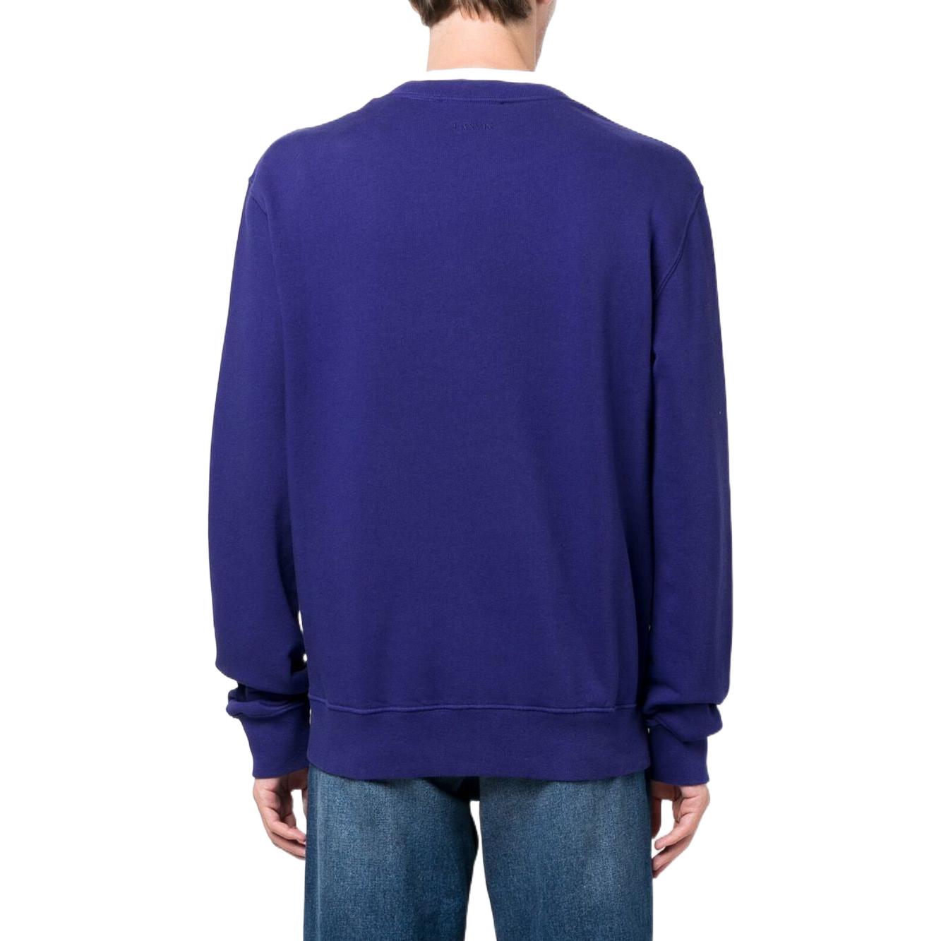 Shop Sudadera Azul Lanvin FW22 con Logo Bordado y Cuello Redondo. RMSS0001J209H22214