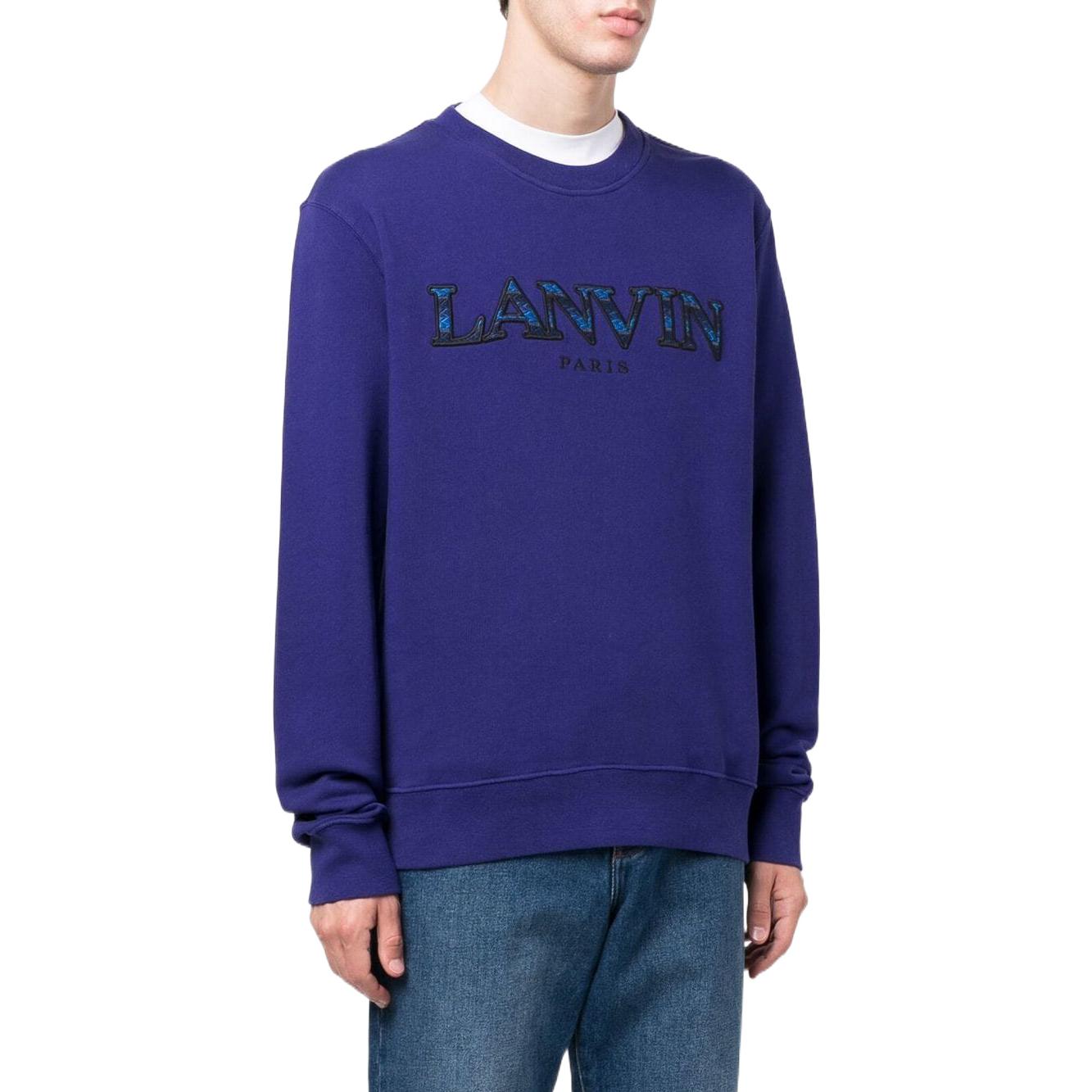 Purchase Sudadera Azul Lanvin FW22 con Logo Bordado y Cuello Redondo. RMSS0001J209H22214