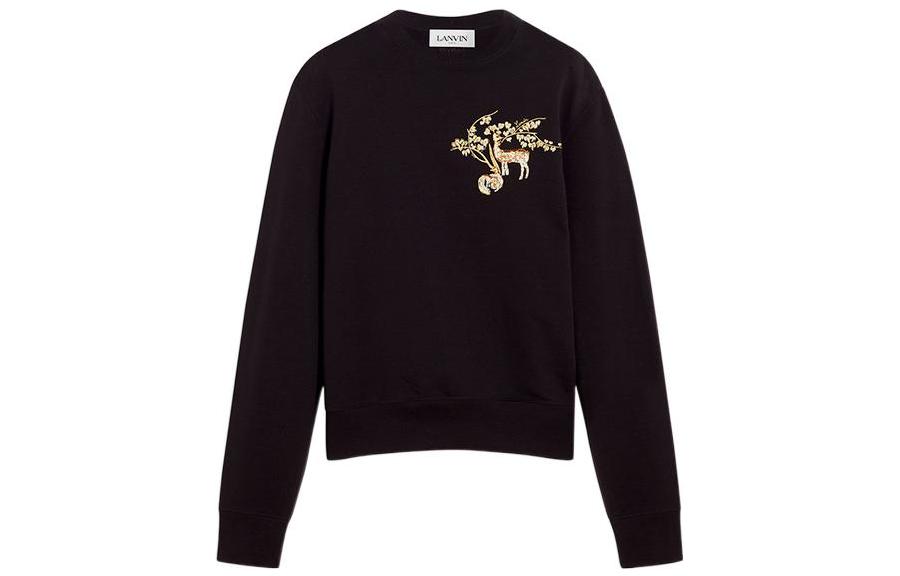 Lanvin FW22  Embroidered Graphic Pullover Sweatshirt Black. RM-SS0001-J005-A22