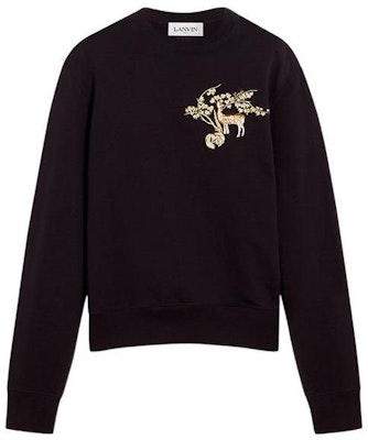 Lanvin FW22 Sweatshirt Hitam Bordir Grafik Pullover. RM-SS0001-J005-A22 Order Lanvin FW22 Sweatshirt Hitam Bordir Grafik Pullover. RM-SS0001-J005-A22